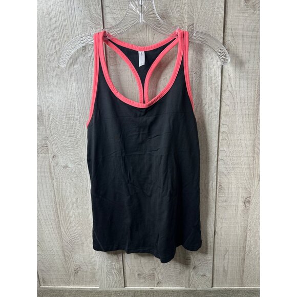 GapFit Womens Racerback Tank Top Medium Black & Pink Nylon/Spandex Blend - Picture 1 of 6